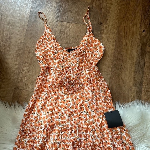LULU’S Forever Blooming Orange Floral Print Tiered Maxi Dress - Picture 5 of 6
